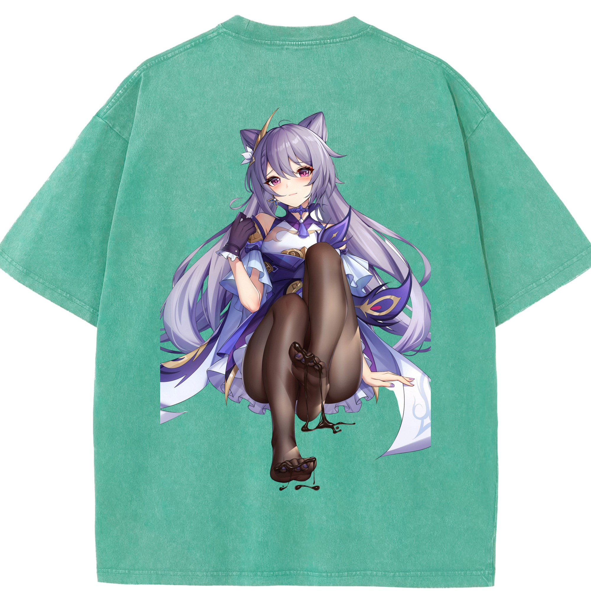げんし神 刻晴 こくせい genshin Kokusei 綿100% ヴィンテージ風 半袖Tシャツ（背面プリント）